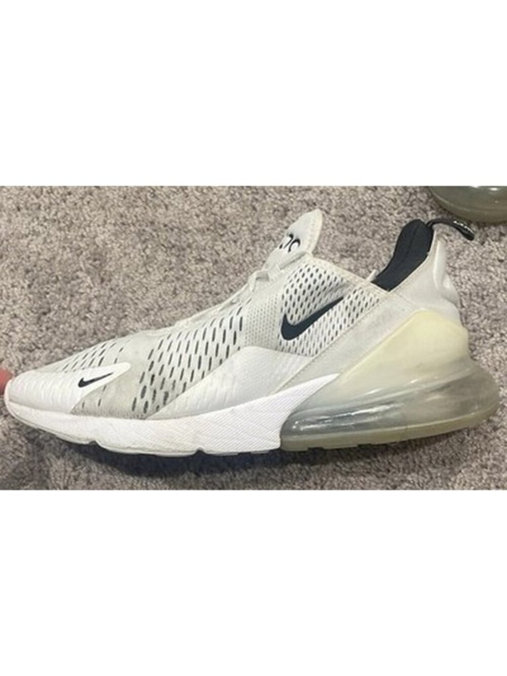 Nike Air Max 270 AH6789-100 White Black Running Shoes Sneaker Women's Size 12